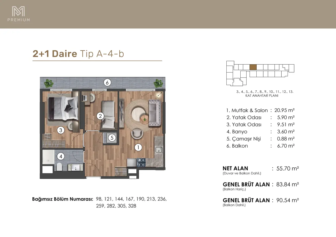 2+1 Daire Planı